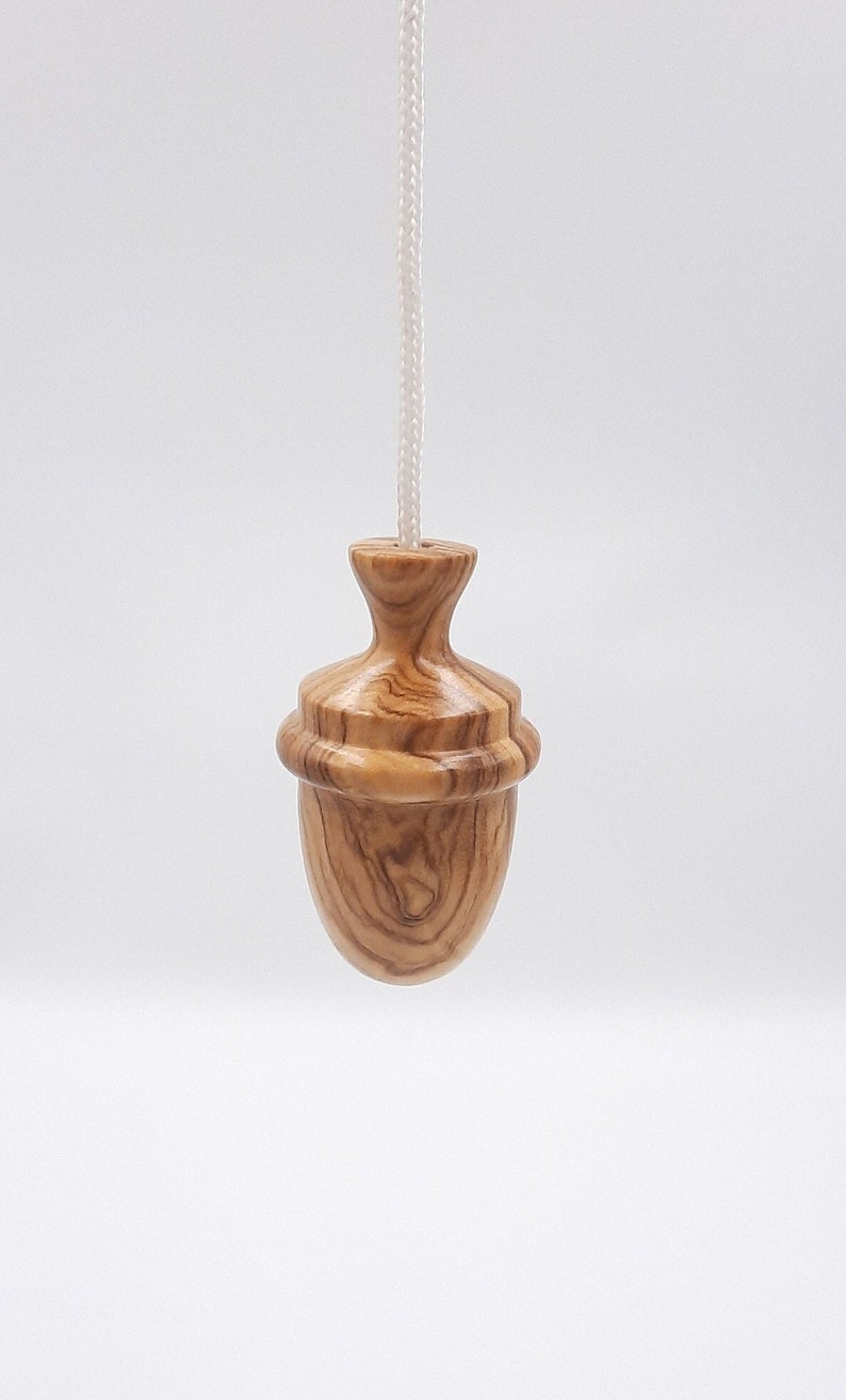 Acorn light pull hand-turned in Olive wood image 1