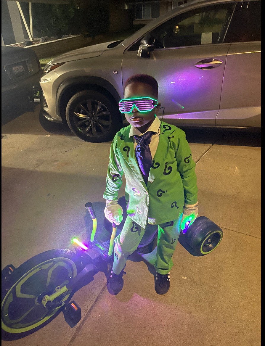 Emo Boy Riddler Riddler Boy Costume Toddler Cosplay Children Halloween Villain Costume ...