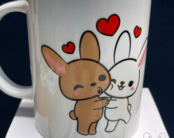 Loving Bunnies Mug, Love Mug, Easter Mug, Bunny, Coffee Mug, Tea Mug, Kawaii
