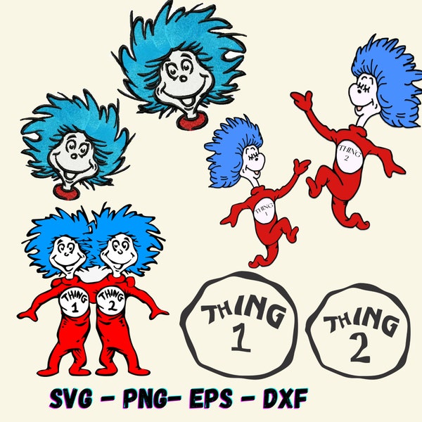 thing 1 thing 2 svg, layered svg files for cricut, bundle layeres svg files, svg bundle, instant download