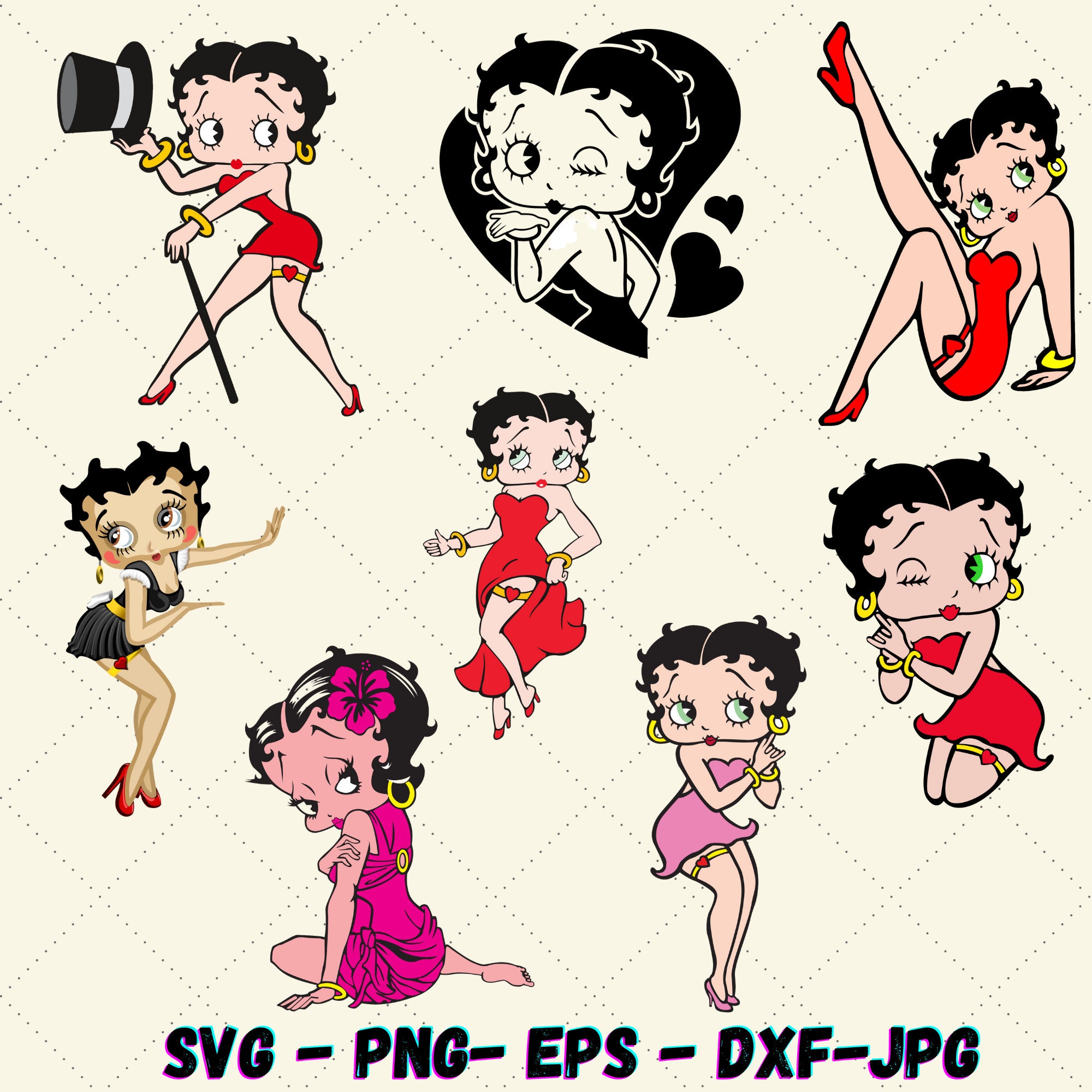 Betty Boop Svg Bundle, Svg Files , Bundle Layered Svg, Instant Download ...