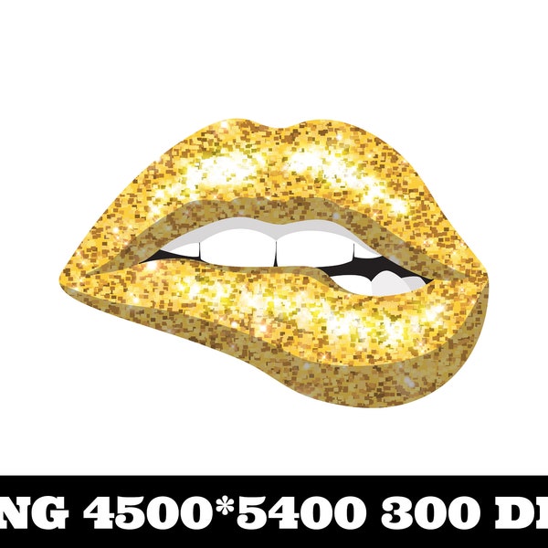 Dazzling golden lips Glitter Biting Lips PNG, Gold lips clipart, biting lips png, glitter png, lip bite png, lips png, sparkling golden lips