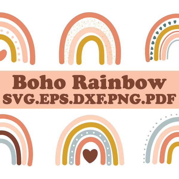 Rainbow svg, Boho Rainbow Bundle Svg, Boho Rainbow clipart, Rainbow graphic, Bohemian Rainbow, Rainbow cricut for cut machine svg, png, dxf