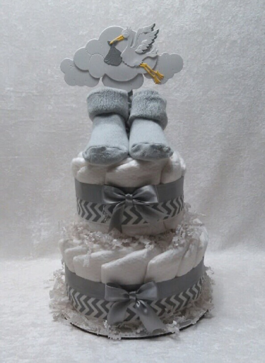 Chevron Stork Diaper Cake - Etsy