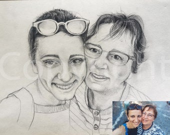 Hand-drawn pencil portrait, Pencil Drawing from photo, Sketch, Commission art, Original artwork, Realistic portrait