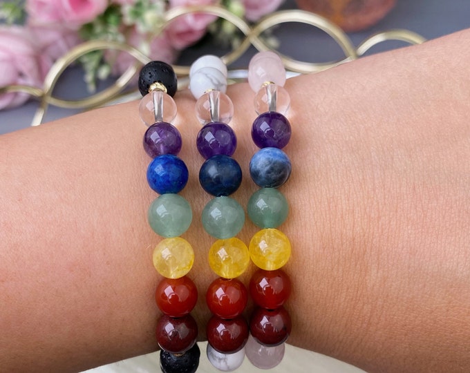 7 chakra armband. Halfedelstenen van hoge kwaliteit, 8 mm, 16-20 cm. Spirituele helende chakra. Handgemaakt met liefde.