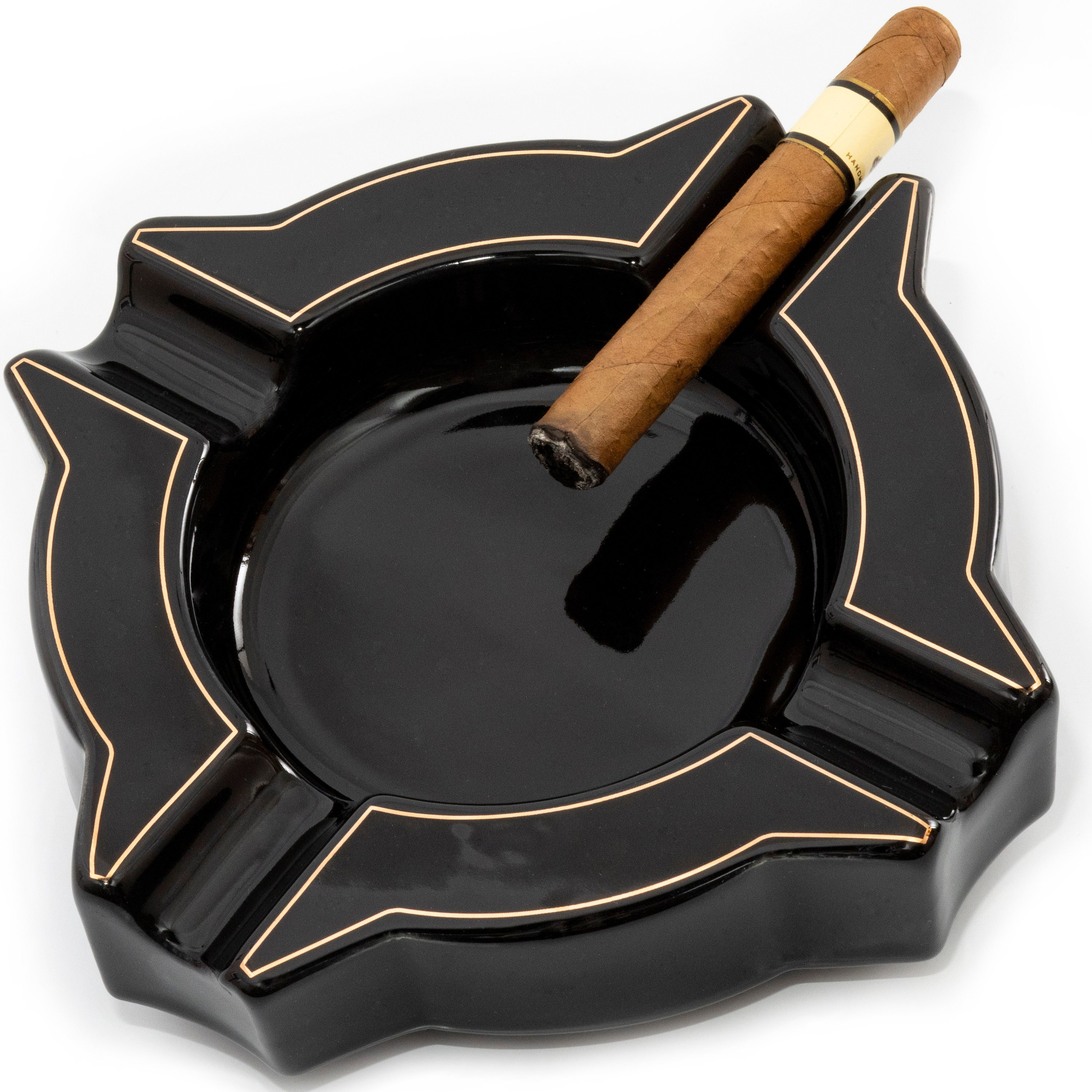 ROGOZ Ceramic Cigar Ashtray, Durable Solid 4 Slot Cigar Holder, Large Heavy  Outdoor Glass Cigar Ash Tray for Patio, Unique Design Ashtrays 