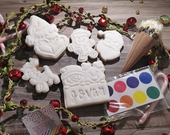 Paint your own cookies / Christmas Fondant Sugar Cookies / Decorate your own / gift box / PYO cookies/ biscuits