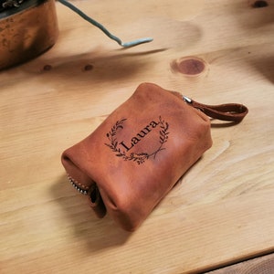 Cadeau personnalisé, étui à clés en cuir, distributeur de sac à crottes de chien, sac à clés, mini sac à main, mini sac cosmétique, cadeau pour femme