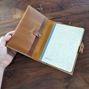 Diario y organizador personalizado de cuero de grano superior, portafolio hecho a mano con bloc de notas, bloc de notas de cartera personalizado, regalos de oficina