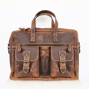 Sac d'ordinateur portable en cuir personnalisé, porte-documents, sac à bandoulière, sac à main en cuir pour tablette, sac de travail, sac d'affaires tanné végétal