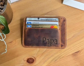 Genuine Leather Slim Card Case Personalized,Pebbled Leather Name Card Case Foil Debossed, Monogrammed Card holder,Real Leather Card Case