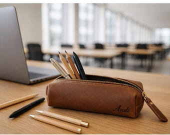 Astuccio personalizzato, portamatite in vera pelle fatto a mano, regalo per insegnanti/studenti, astuccio per matite, personalizzato