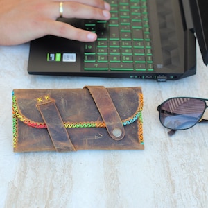 Leder Tabaktasche pflanzlich gegerbt, Handgenähter Echtleder Tabakbeutel, Drehertasche, Vintage