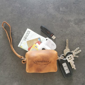 Schlüsseletui, Hundekotbeutelhalter, Schlüsselanhänger, Mini Portemonnaie, Lederetui, personalisiertes Geschenk, Kabel-Tasche
