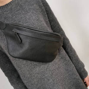 Bauchtasche Leder, Fanny Pack, Bauchtasche Maxi Rindleder Umhängetasche Crossbody Tasche Gürteltasche mit Ledergurt, Crossbody bag