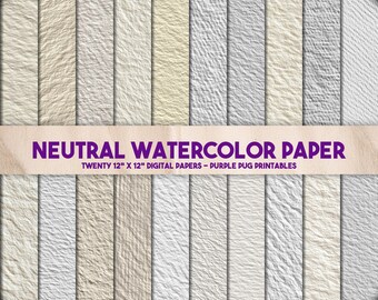 Neutraal aquarelpapier - Naadloze koude pers aquarelpapier textuur, neutrale afdrukbare achtergrond, fine art papier, licht gestructureerd papier