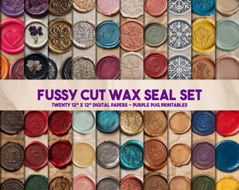 lakzegelset kieskeurig gesneden – lakzegelstickers voor tijdschriften, plakboeken, kieskeurig knippen, kaarten maken, collage, vintage efemere verschijnselen, bloemenversieringen