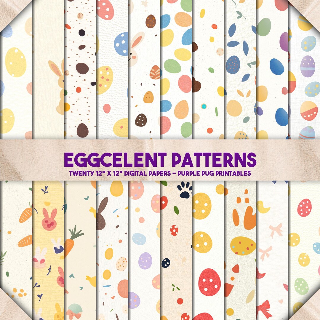 Eggcelent Patterns - Easter Digital Paper Pack, Bunny & Egg Patterns ...
