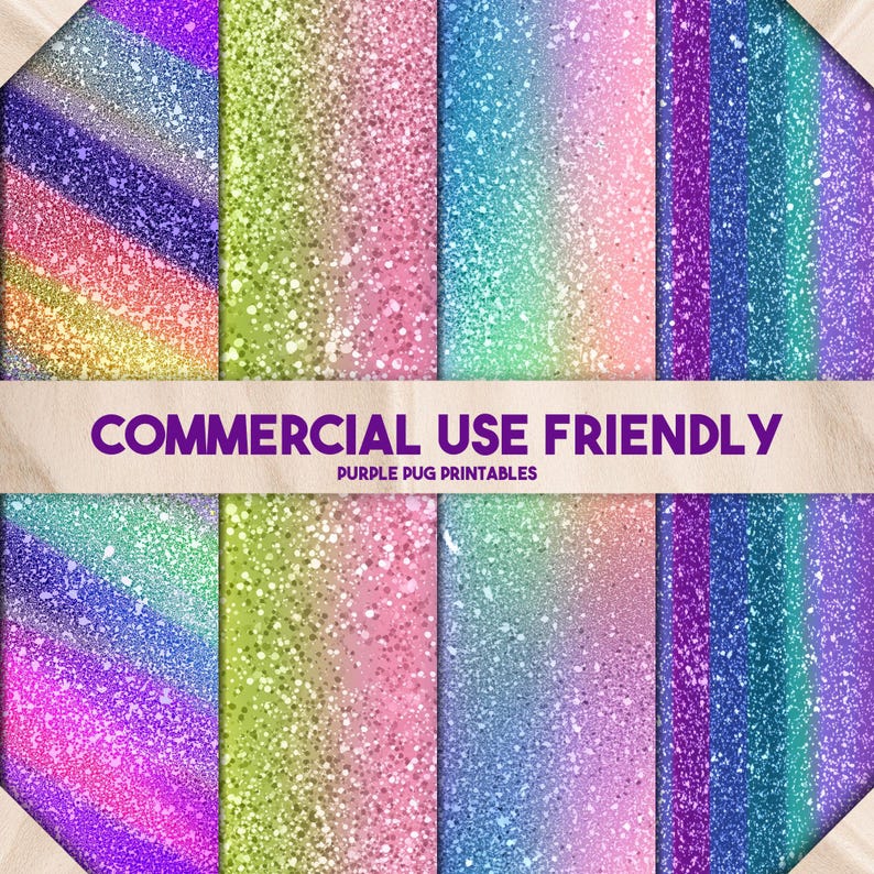 Rainbow Glitter Papers - Digital Paper Pack, Seamless Rainbow Glitter ...