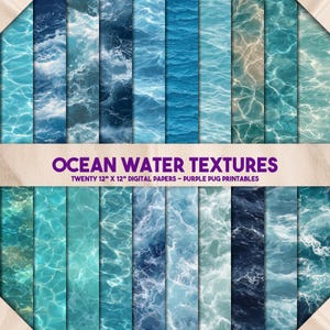 Ocean Water Textures – Seamless realistic ocean water textures, tropical sea ripple backgrounds, photoreal marine overlays, nautical papers