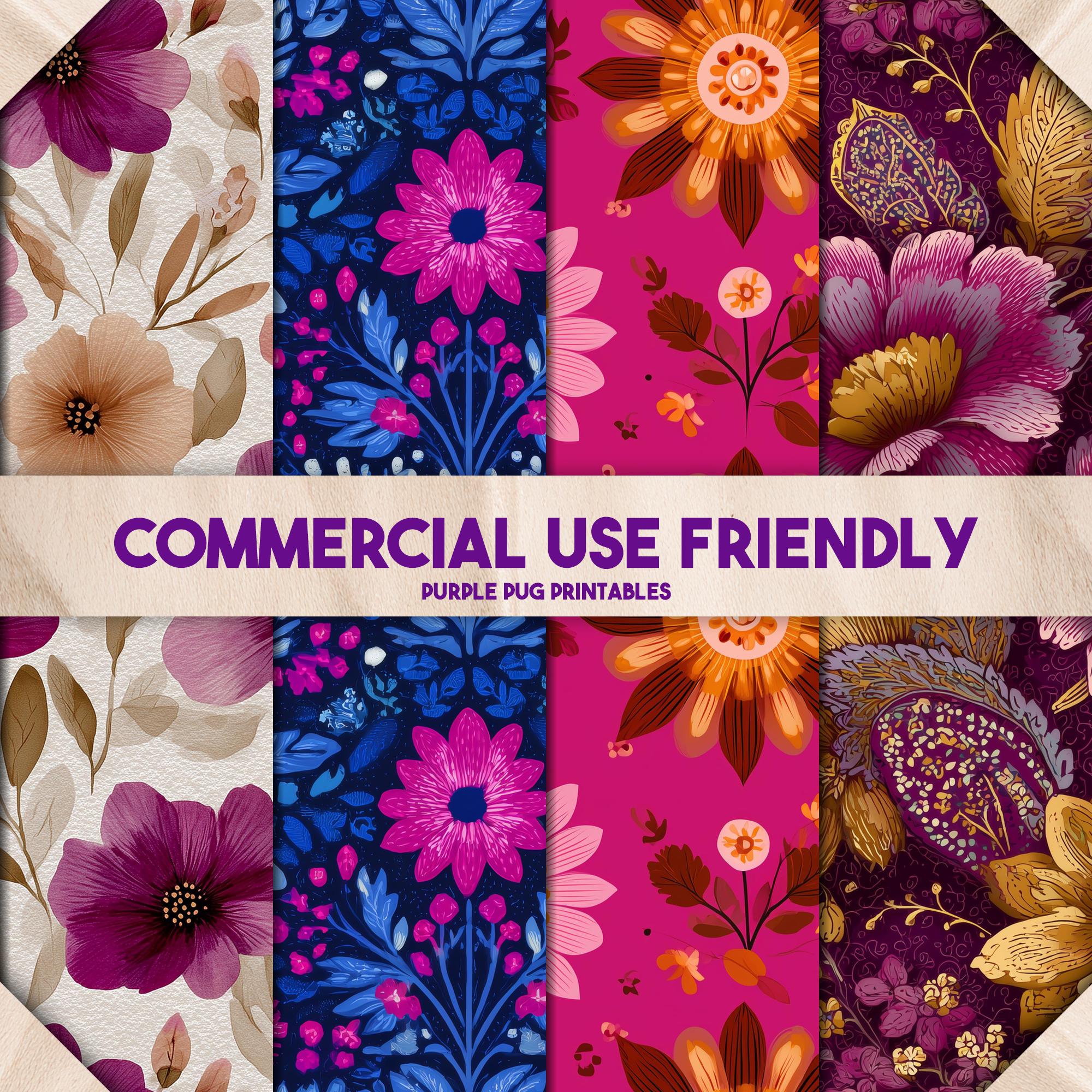 Bold Bohemian Set - Seamless Digital Paper Pack, Boho Floral Textures ...