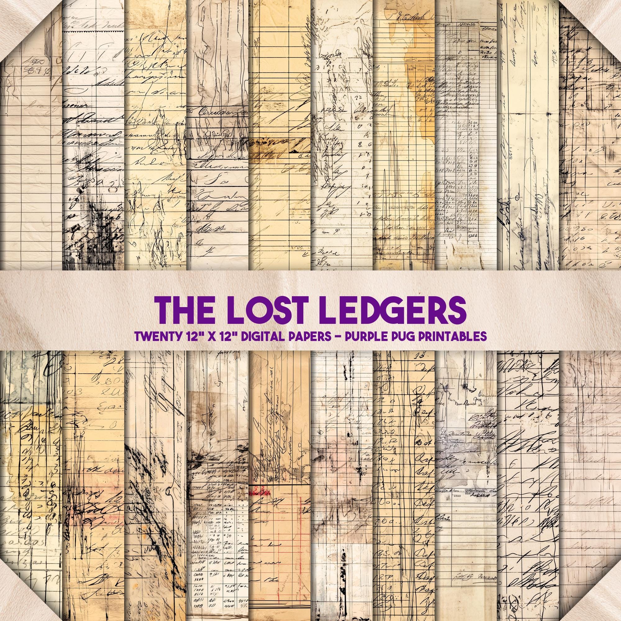 The Lost Ledgers - Vintage Ledger Digital Paper, Junk Journal Ephemera ...