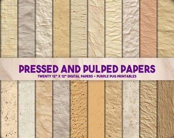 Pressed and Pulped Papers - Seamless Neutral paper texture pack, recycled & handmade backgrounds, papers for junk journals