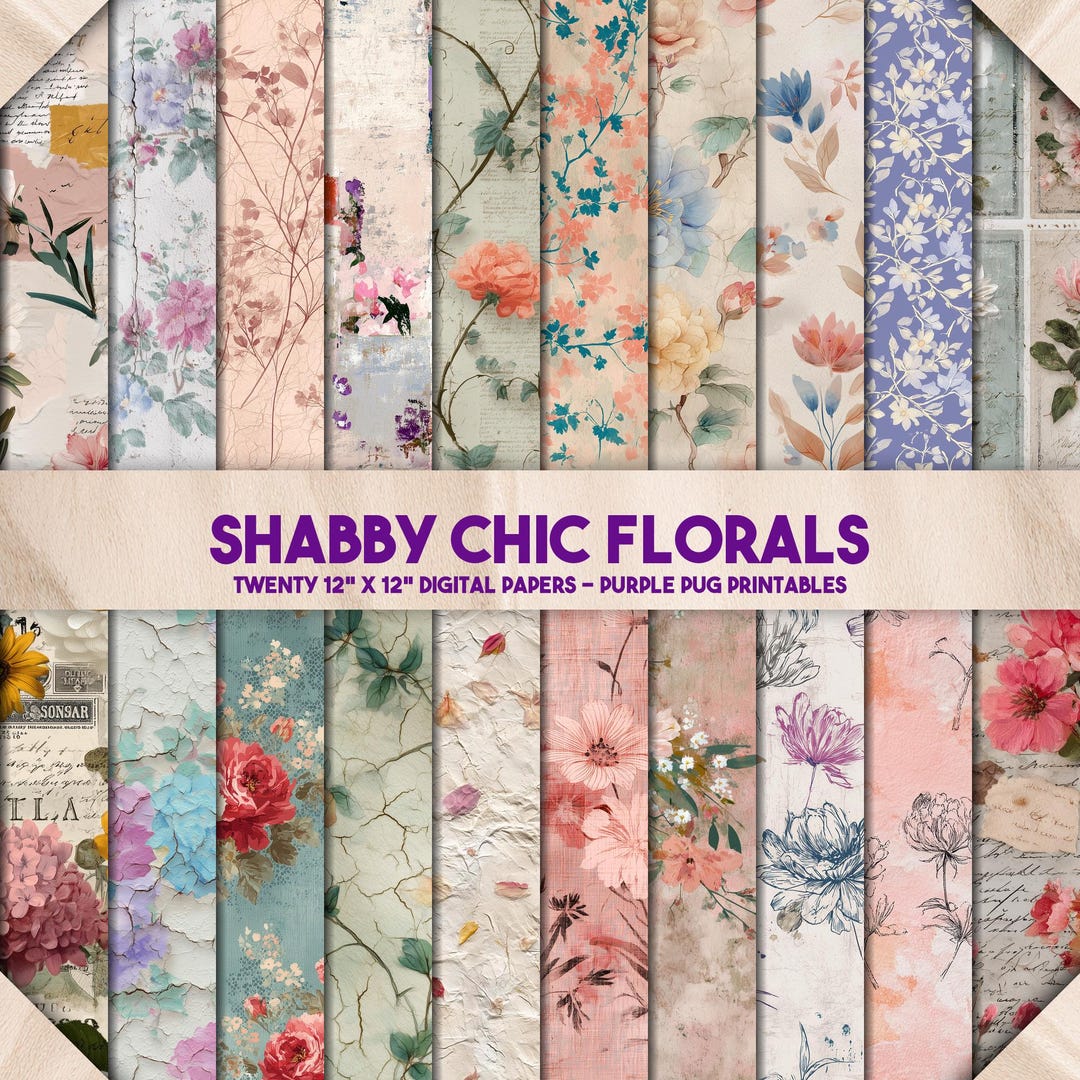 Shabby Chic Florals – Seamless Vintage Floral Paper Pack With Pastel ...