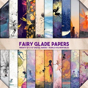 Fairy Glade Papers - Magical Fairy Printable Papers, Pastel Digital Scrapbook Pages, Junk Journal Ephemera, Instant Download Backgrounds