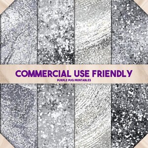 Silver Glitter Papers - Seamless Digital Paper, Gray Marble Textures ...