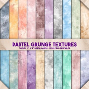 Pastel Grunge Textures - Seamless soft grunge pastel digital paper, faded texture backgrounds, distressed watercolor papers, seamless moody