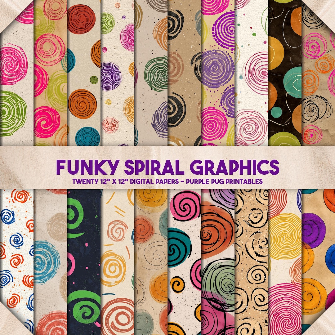 Funky Spiral Graphics – Seamless Colorful Spiral Digital Papers ...