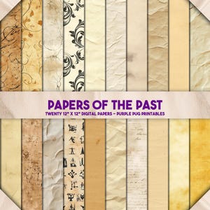 Papers of the Past - Antique Digital Paper Pack for Junk Journals, Seamless Aged Parchment Backgrounds, Instant Download Ephemera