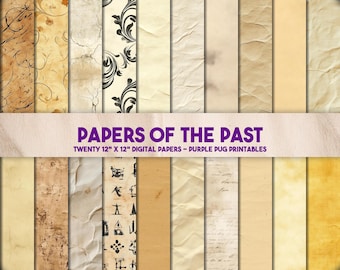 Papeles del Pasado: Paquete de Papeles Digitales Antiguos para Diarios Basura, Fondos de Pergamino Envejecido sin Costuras, Descarga Instantánea de Efímeras
