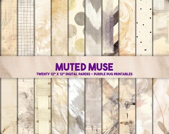 Muted Muse - Neutral Junk Journal Paper Kit, Vintage Scrapbook Pages, Soft Beige Textures, Instant Download, Collage Backgrounds