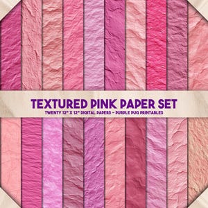 Textured Pink Paper Set - Seamless pink textured digital paper, crumpled blush backgrounds, romantic scrapbook paper pack, printable paper