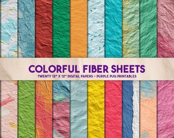 Colorful Fiber Sheets - Seamless tropical digital paper, handmade texture background, summer scrapbook pack, vibrant eco paper, beach colors