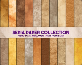 Colección de papeles sepia: papeles digitales vintage sin costuras, fondos grunge, texturas de diario envejecidas, paquete de papeles antiguos para diarios basura