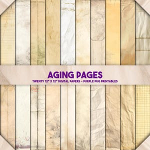 Aging Pages - Vintage Blank Papers Printable, Aged Ephemera for Junk Journals, Scrapbooking, Stationery, Instant Download Paper Pack