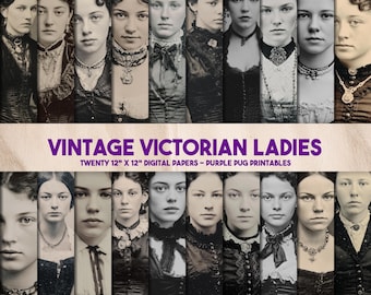 Vintage Victorian Ladies - Antique Tintype Photos of Women, Vintage Junk Journal Ephemera, Old Portraits Instant Download