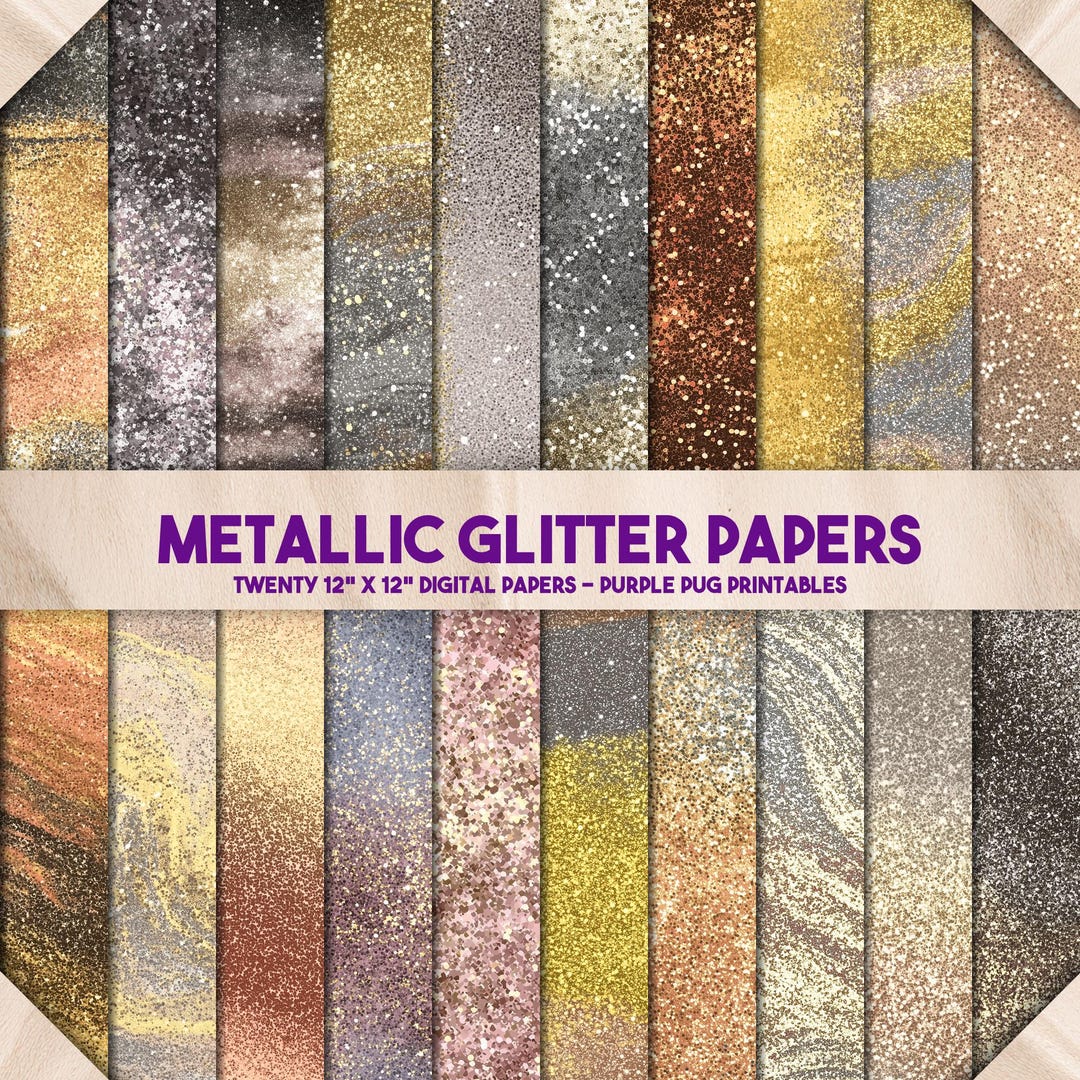 Metallic Glitter Papers - Seamless Glitter Digital Paper Pack, Marble ...