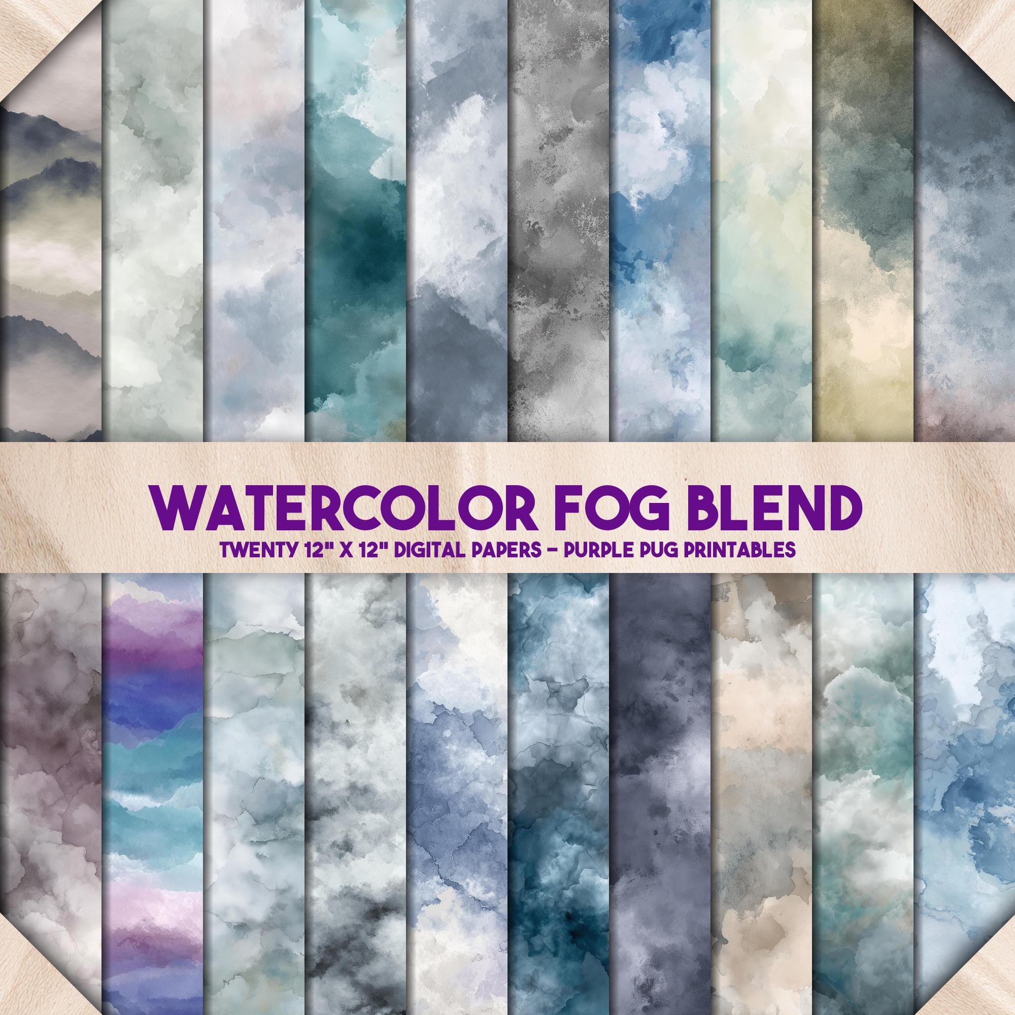 Watercolour Fog Blend - Seamless Watercolour Digital Paper, Soft Mist ...