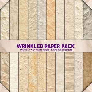Pakket gekreukt papier – Naadloze neutrale vintage papierstructuren, verouderde dagboekachtergronden, overlays van gerecycled kraftpapier, bundel afdrukbaar perkament
