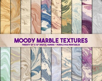Moody Marble Textures - Seamless marble texture digital paper, swirled ink backgrounds, printable marbled paper, abstract scrapbook paper