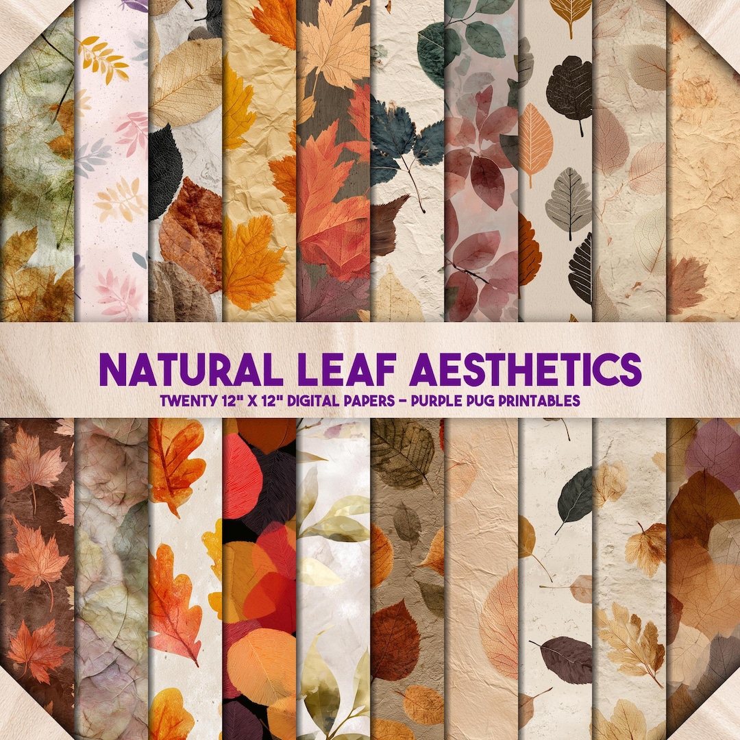 Natural Leaf Aesthetics - Seamless Vintage Fall Leaves Digital Paper ...