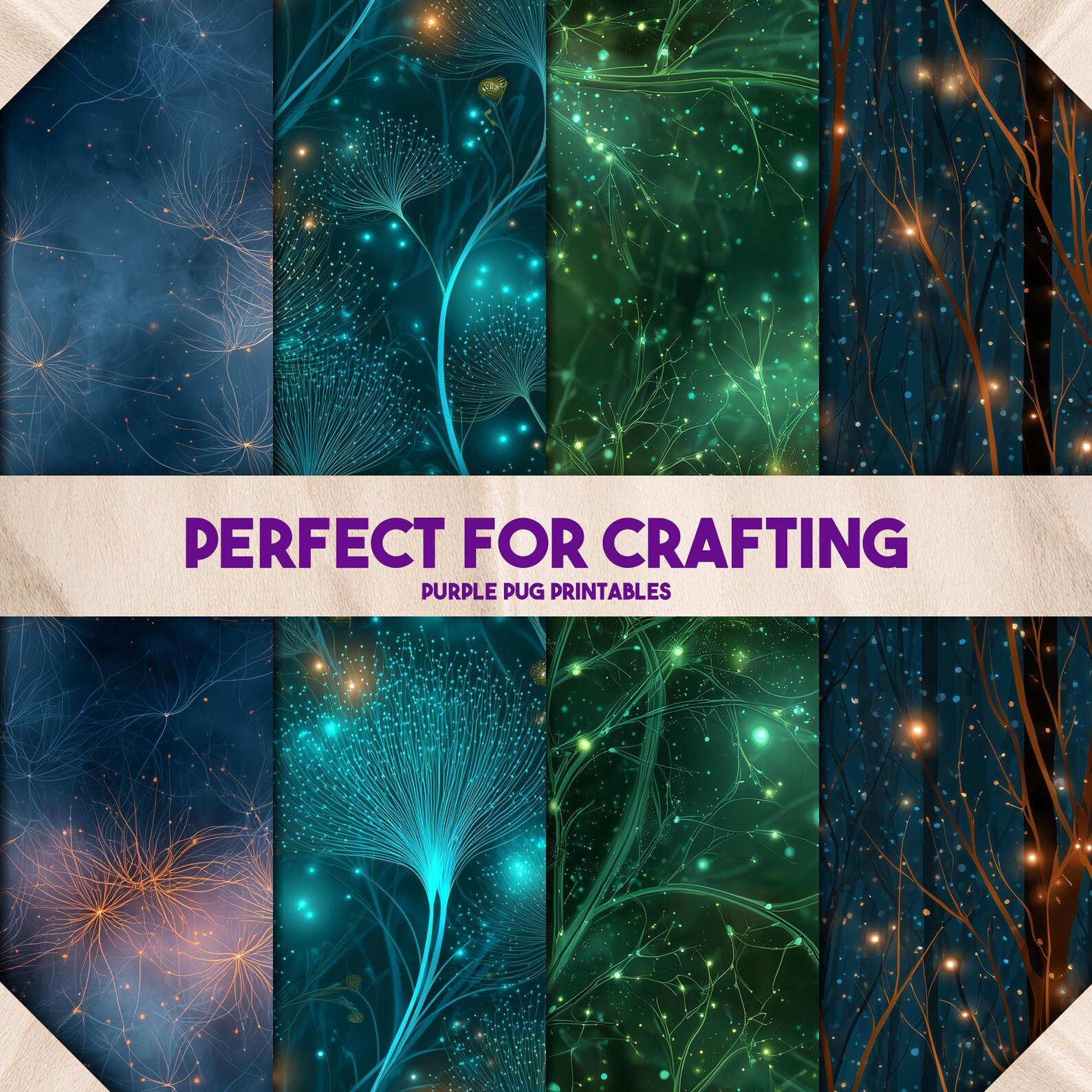 Bloom Effect Texture Electric Bloom Textures - Seamless Bioluminescent Forest Digital Paper ...