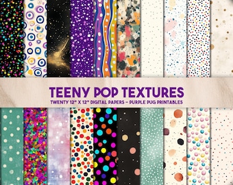 Teeny Pop Textures - Tiny Dot Digital Paper Pack, Seamless Colorful Confetti Backgrounds, Pastel & Bright Polka Dot Textures