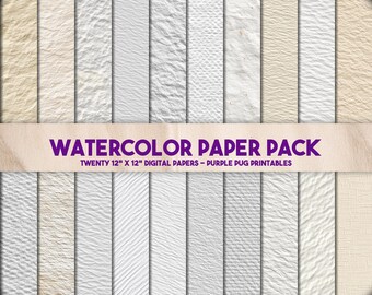 Watercolor Paper Pack – Seamless watercolor and sketch paper texture pack, antique & cold press art surfaces, handmade cotton backgrounds