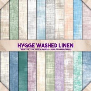 Lino lavato Hygge - Carta digitale in lino morbido, sfondi con texture neutre senza soluzione di continuità, pacchetto diario Hygge Junk, kit per scrapbooking scandinavo